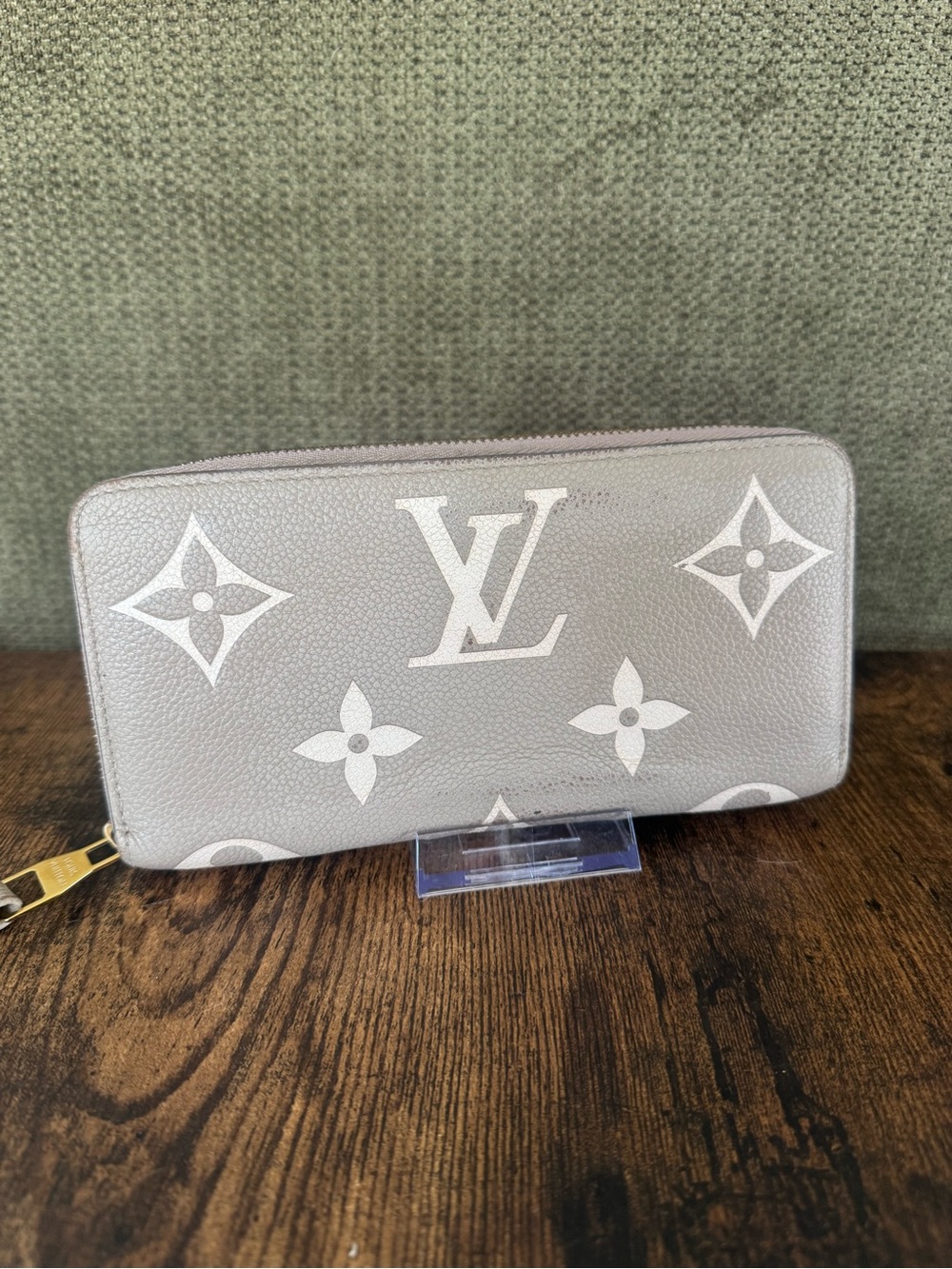 Louis Vuitton Silver Gray Monogram Zip Around Wallet